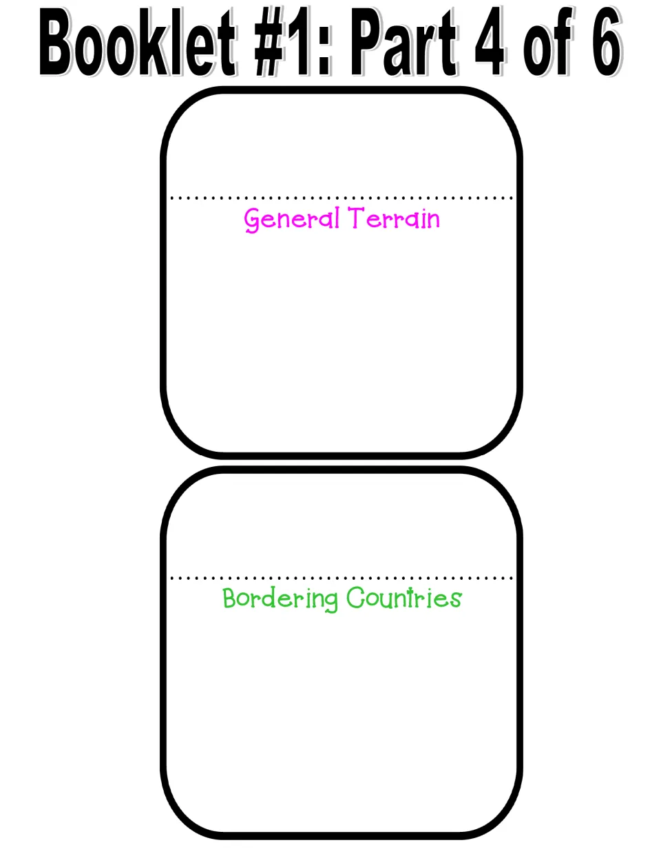 Geography of Israel booklet part 4 of 6: the General Terrain and Bordering Countries pages to fill in