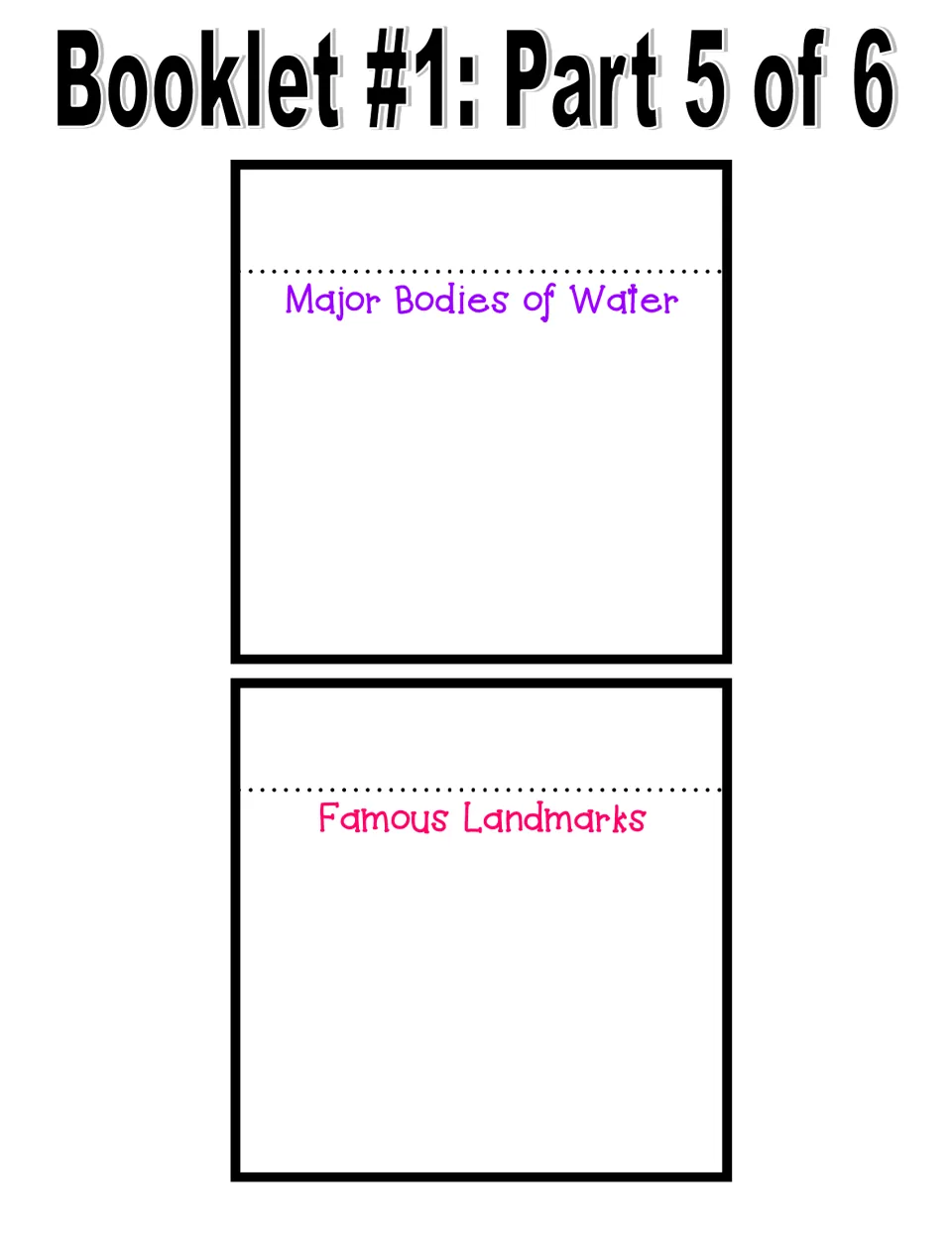 Geography booklet part 5 of 6: Major Bodies of Water and Famous Landmarks pages for Philippines research