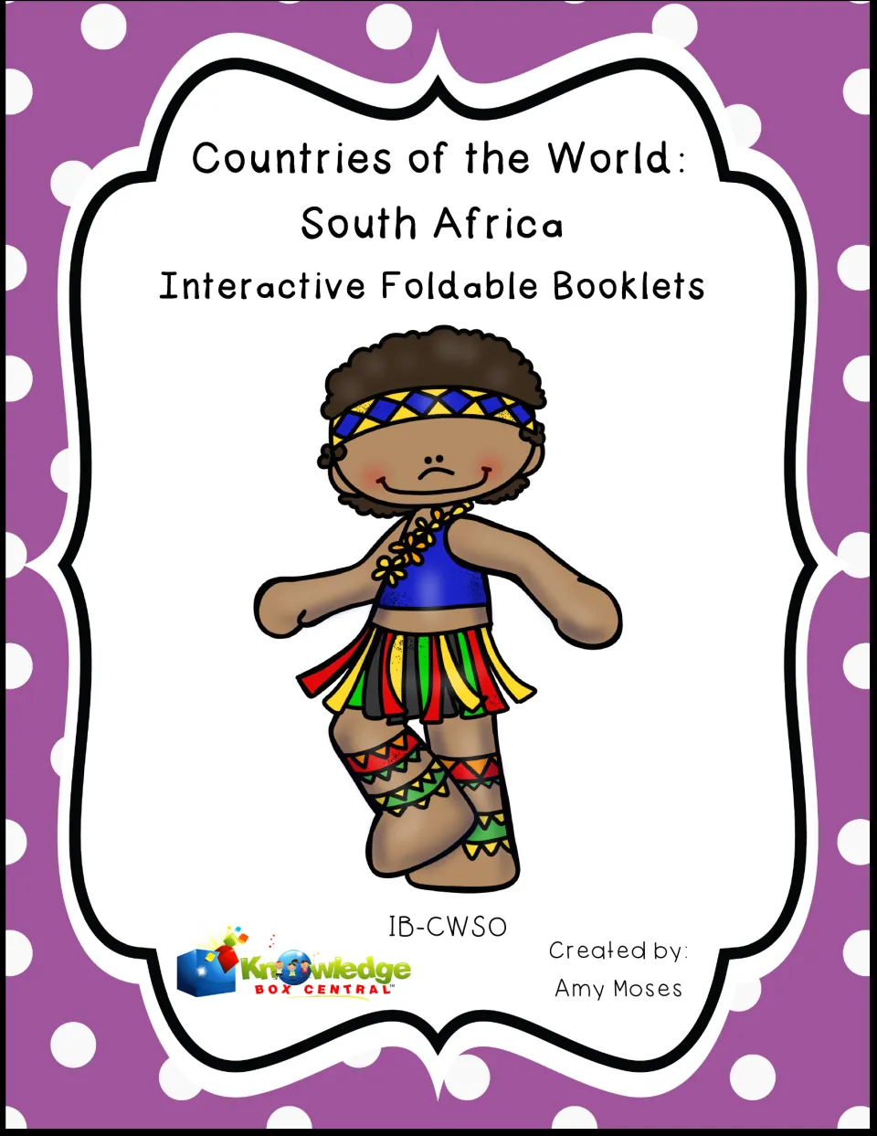 South Africa Interactive Foldable Booklets cover, showing a child in traditional dress and the creator, Amy Moses