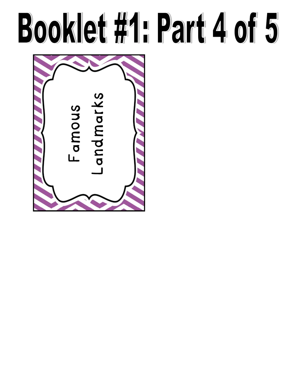Booklet 1 part 4: the Famous Landmarks card, the last labeled topic card for the geography pocket