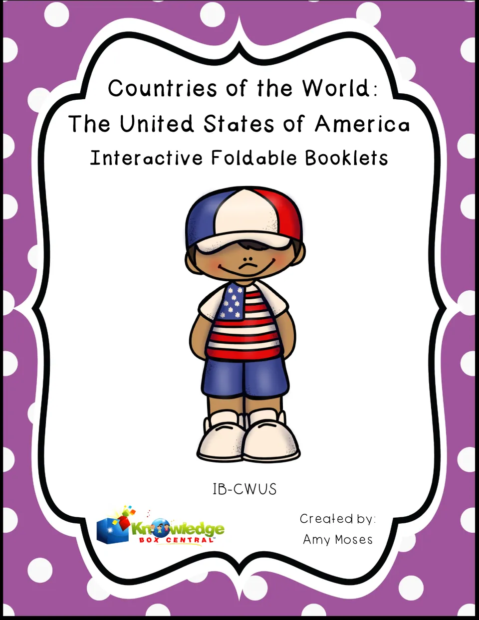 Cover for United States of America interactive foldable booklets, created by Amy Moses for country study
