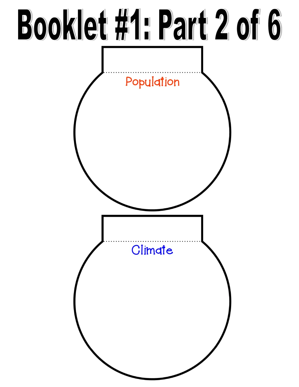 USA geography booklet part 2 of 6: Population and Climate pieces for students to record researched facts
