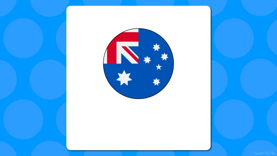 Country flag slide: a blue flag with the Union Jack corner and white stars, unlabeled, for students to name the country