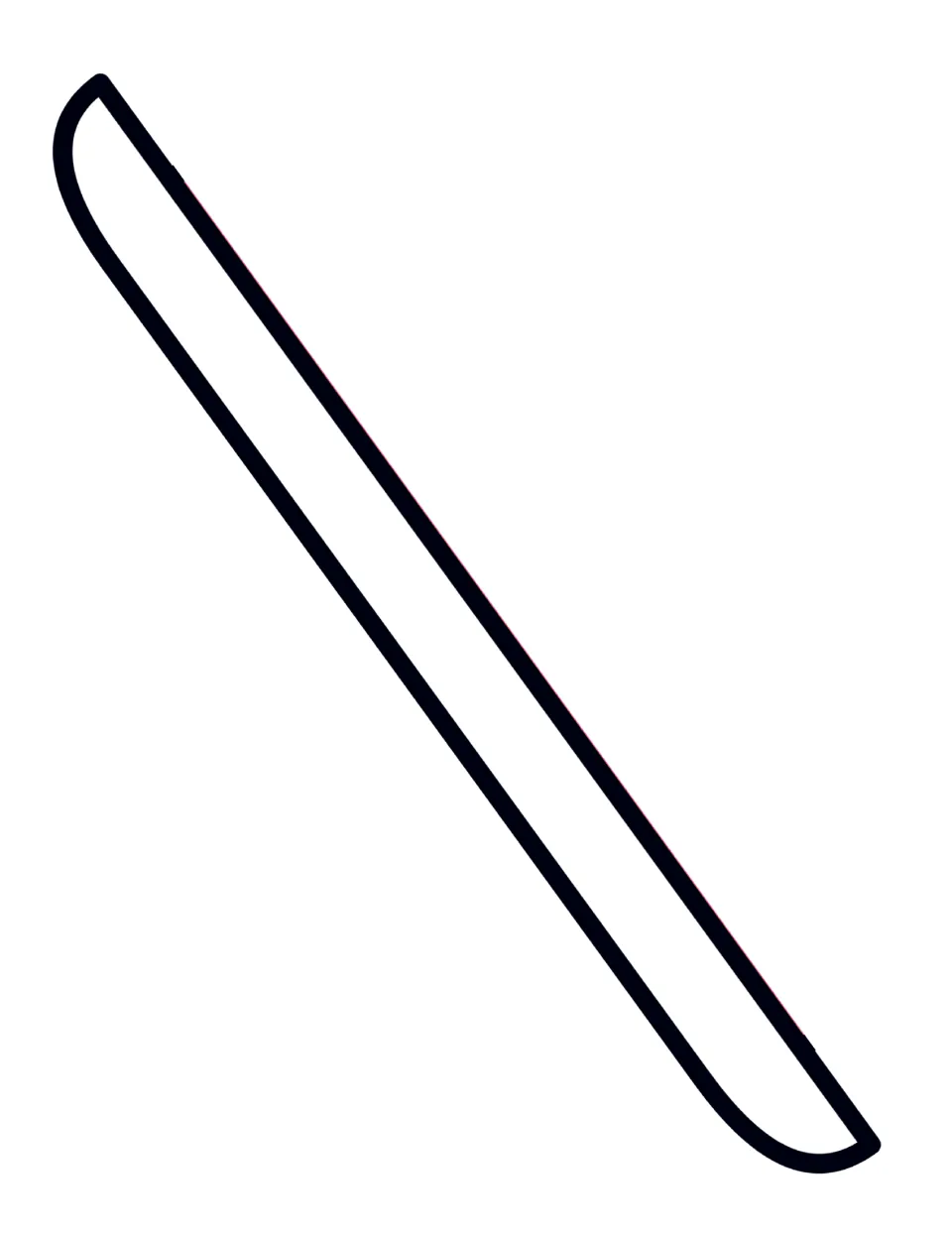 Cut-out piece: one long blank white diagonal strip with curved ends, left uncolored and without any text