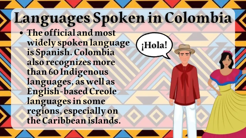 Languages slide introduces Spanish, more than 60 Indigenous languages, and English-based Creole languages