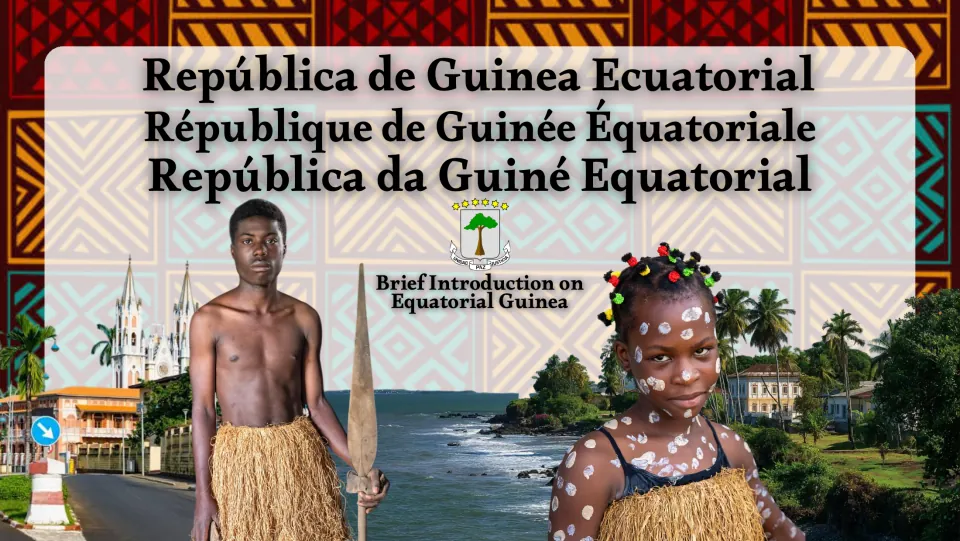 Country-study cover introducing Equatorial Guinea, with its name in Spanish, French, and Portuguese