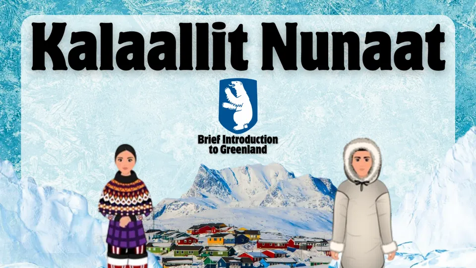 Presentation cover titled 'Kalaallit Nunaat' with the subtitle 'Brief Introduction to Greenland'