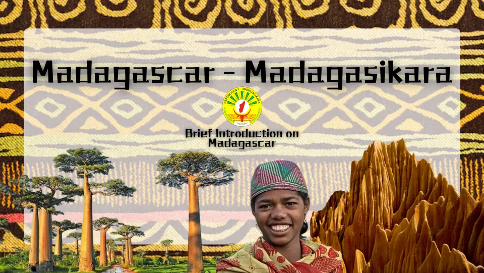 Country study cover titled 'Madagascar - Madagasikara,' introducing Madagascar with landscape photos