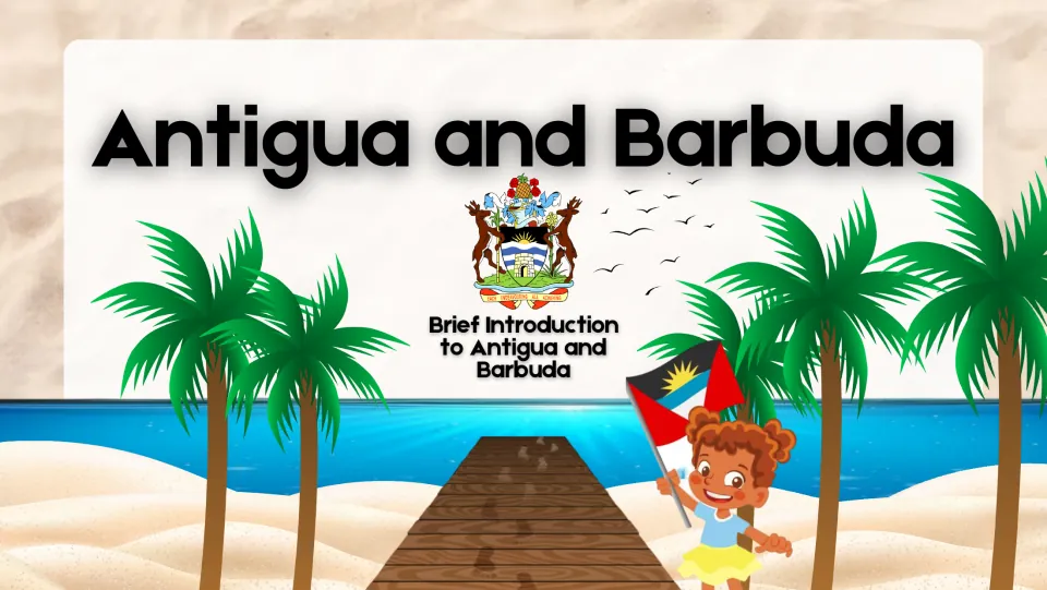 Country study presentation cover: Antigua and Barbuda, with the subtitle 'Brief Introduction to Antigua and Barbuda'