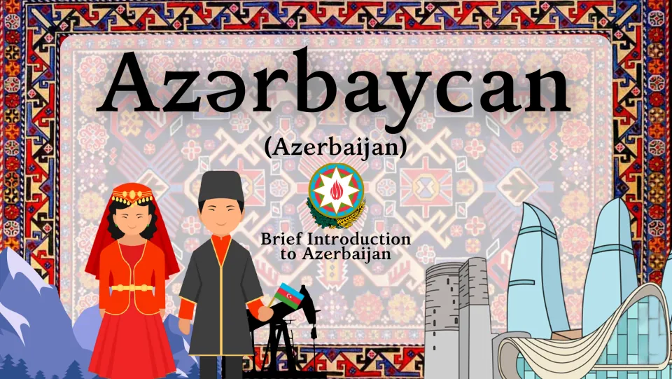 Cover of the Azerbaijan country study presentation, titled “Azərbaycan,” with “Brief Introduction to Azerbaijan”