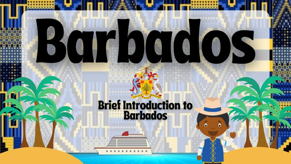 Cover slide for the Barbados country study, titled 'Barbados' with the subtitle 'Brief Introduction to Barbados'