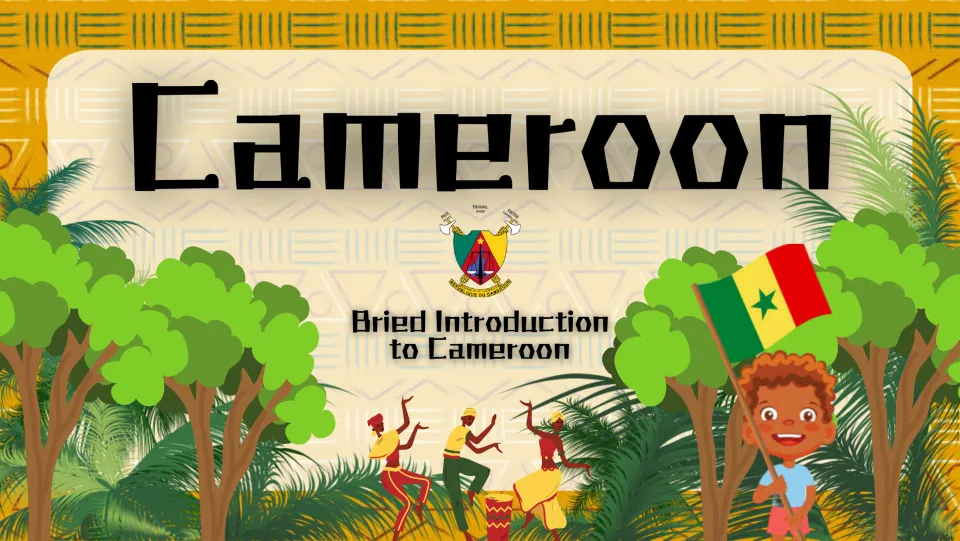 Cover of the Cameroon country-study presentation, titled 'Cameroon' with 'Brief Introduction to Cameroon'
