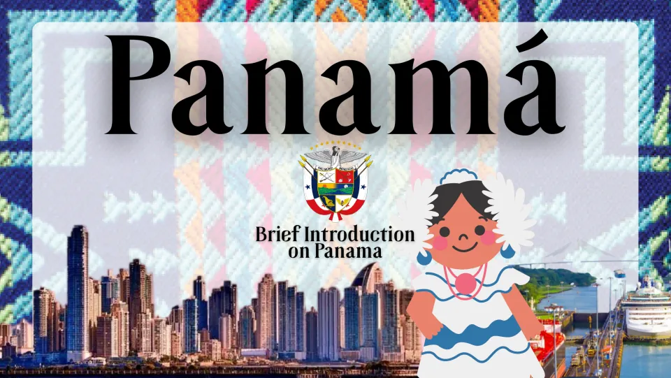Cover slide introducing Panama, with the words 'Brief Introduction on Panama' and a Panama City skyline
