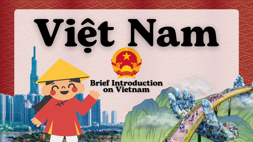 Cover of the Vietnam country study presentation, titled 'Việt Nam' and 'Brief Introduction on Vietnam'