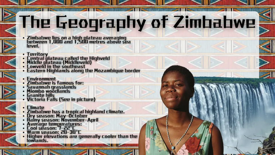 The Geography of Zimbabwe: Highveld plateau, Lowveld, Eastern Highlands, savannah, Victoria Falls and seasonal climate