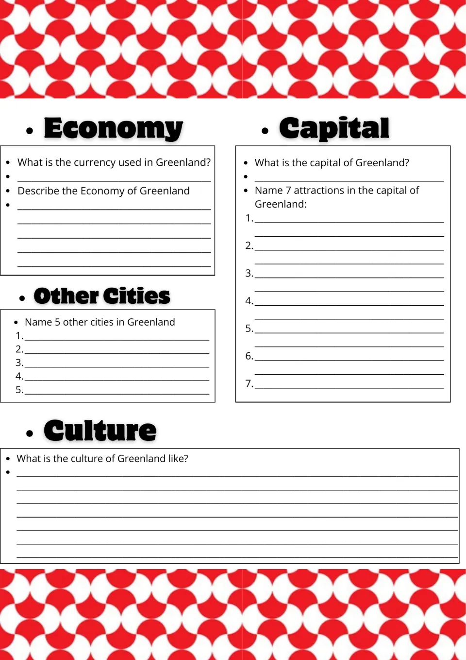 Greenland economy, capital and culture: students name its currency, 5 other cities and 7 attractions in the capital