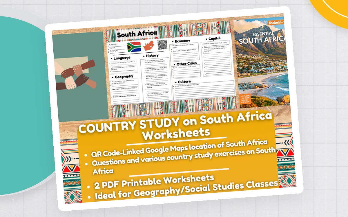 Country Study Worksheets on South Africa preview