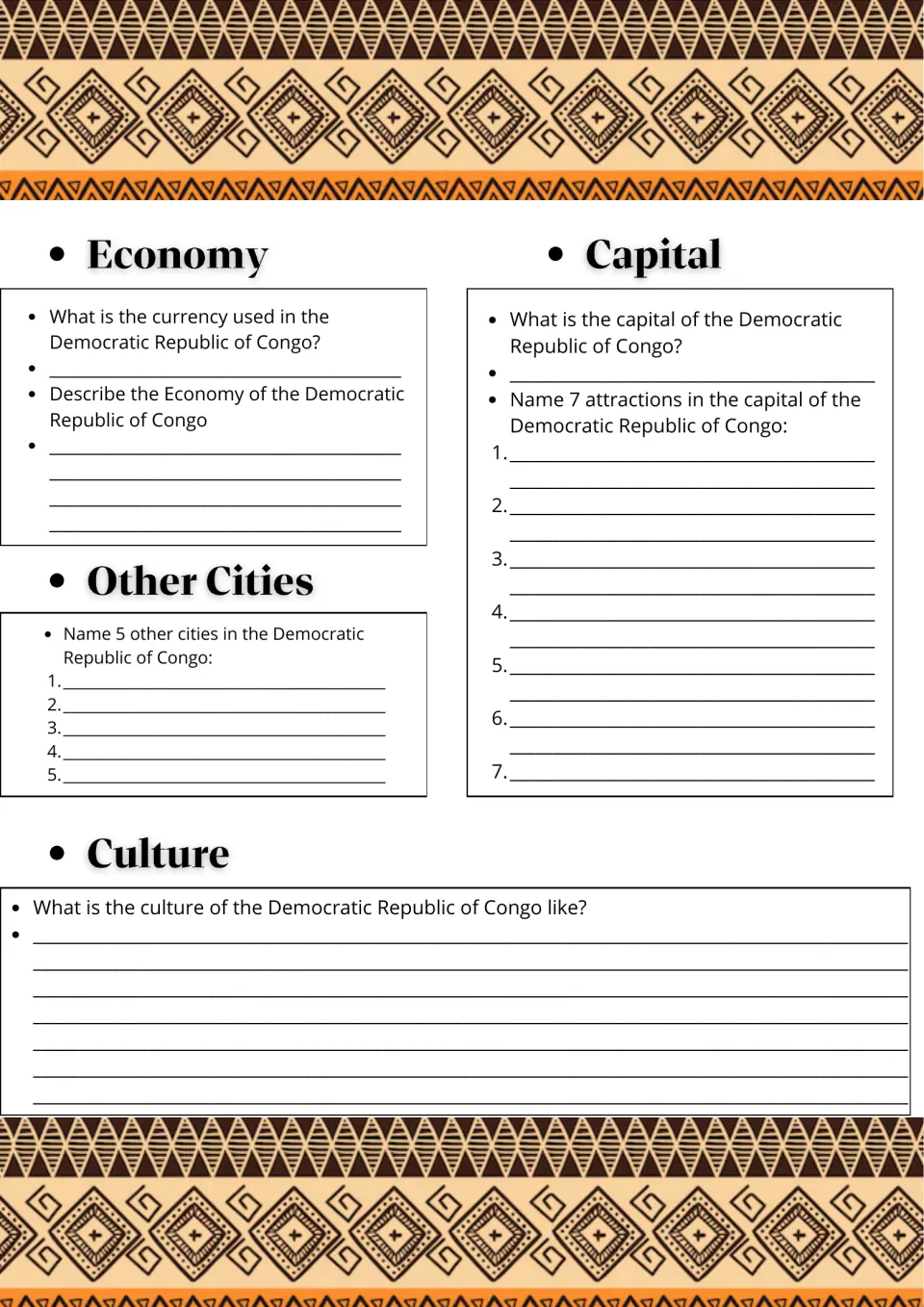 DR Congo economy, cities and culture: students name the currency, 5 other cities and 7 attractions in the capital