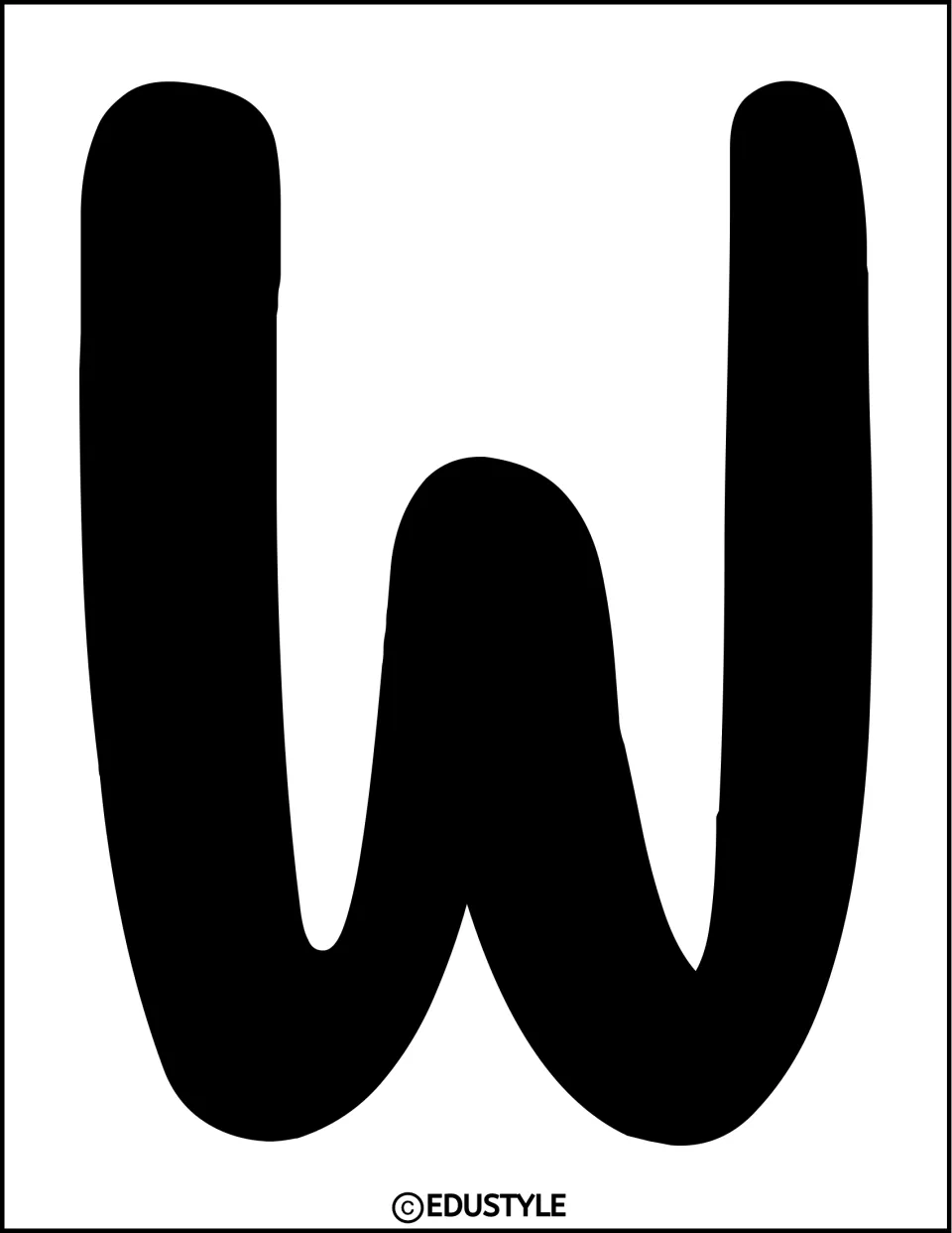 Black display letter W for the winter bulletin board or door greeting, printed individually to cut out