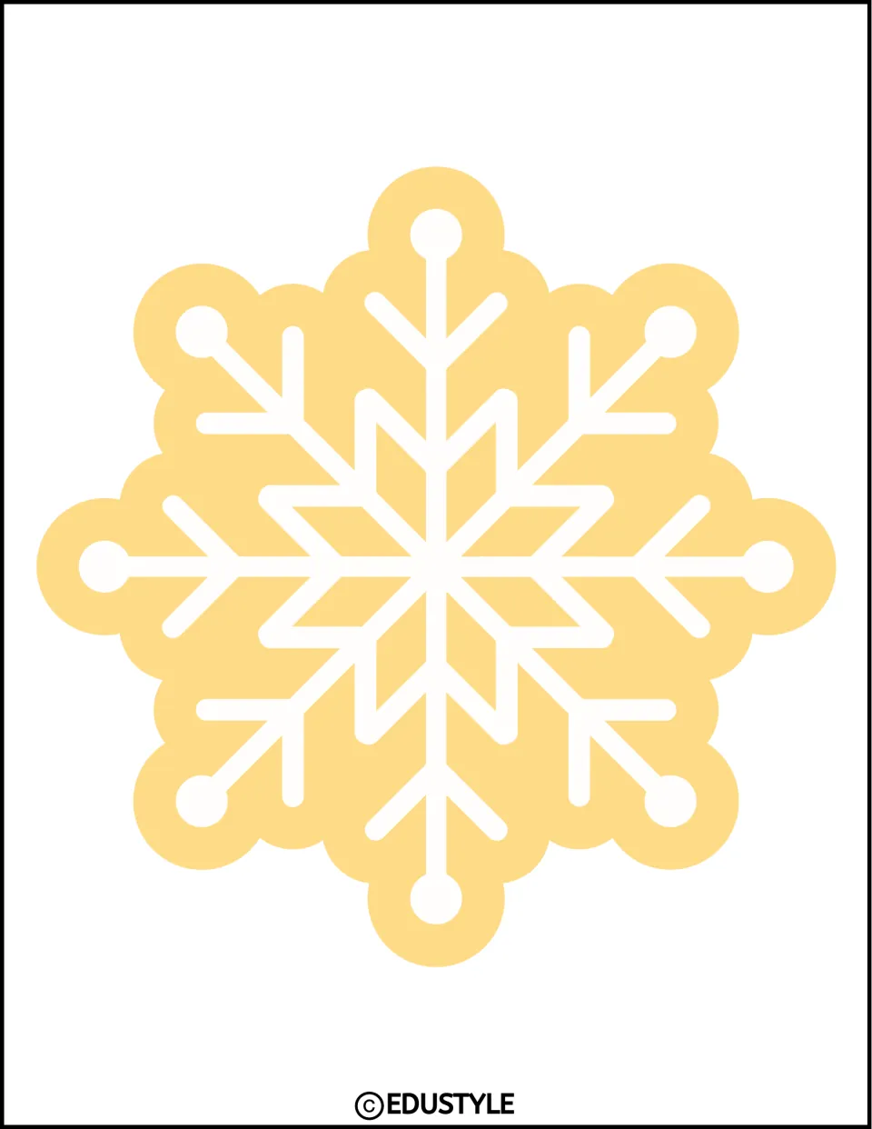 One large pastel yellow snowflake cutout for the winter bulletin board or classroom door decor display