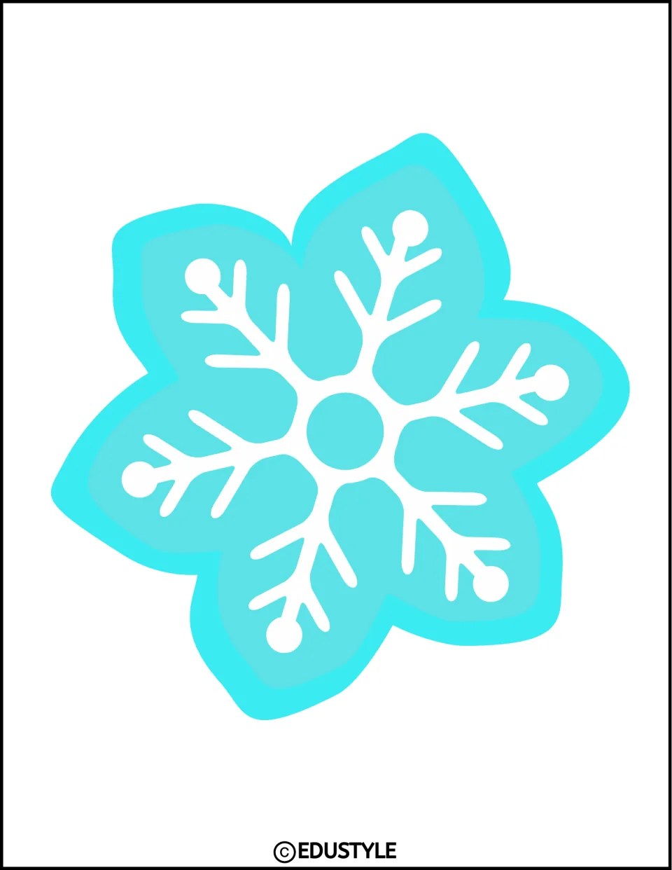 Single turquoise snowflake decoration from the winter bulletin board and door decor kit, printed large