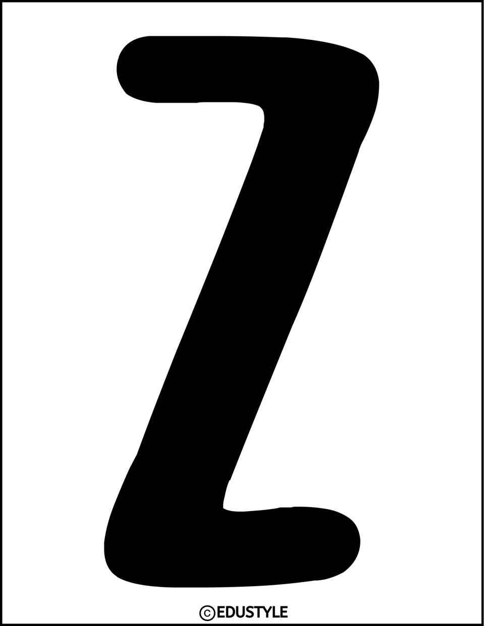Black uppercase Z, the third letter in the word COZY, for the winter bulletin board or door display