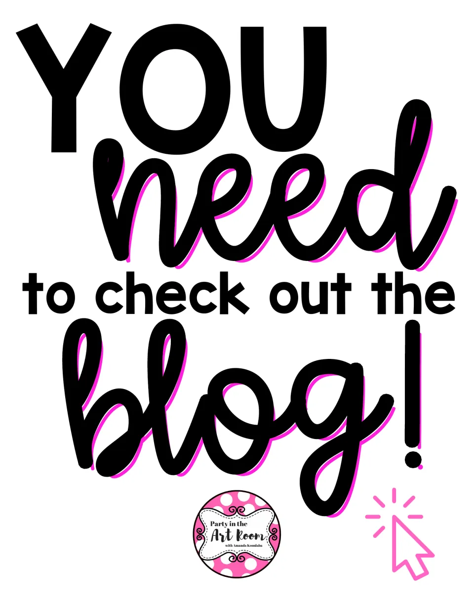 Blog promotion in the crab art resource reading 'You need to check out the blog!' from Party in the Art Room