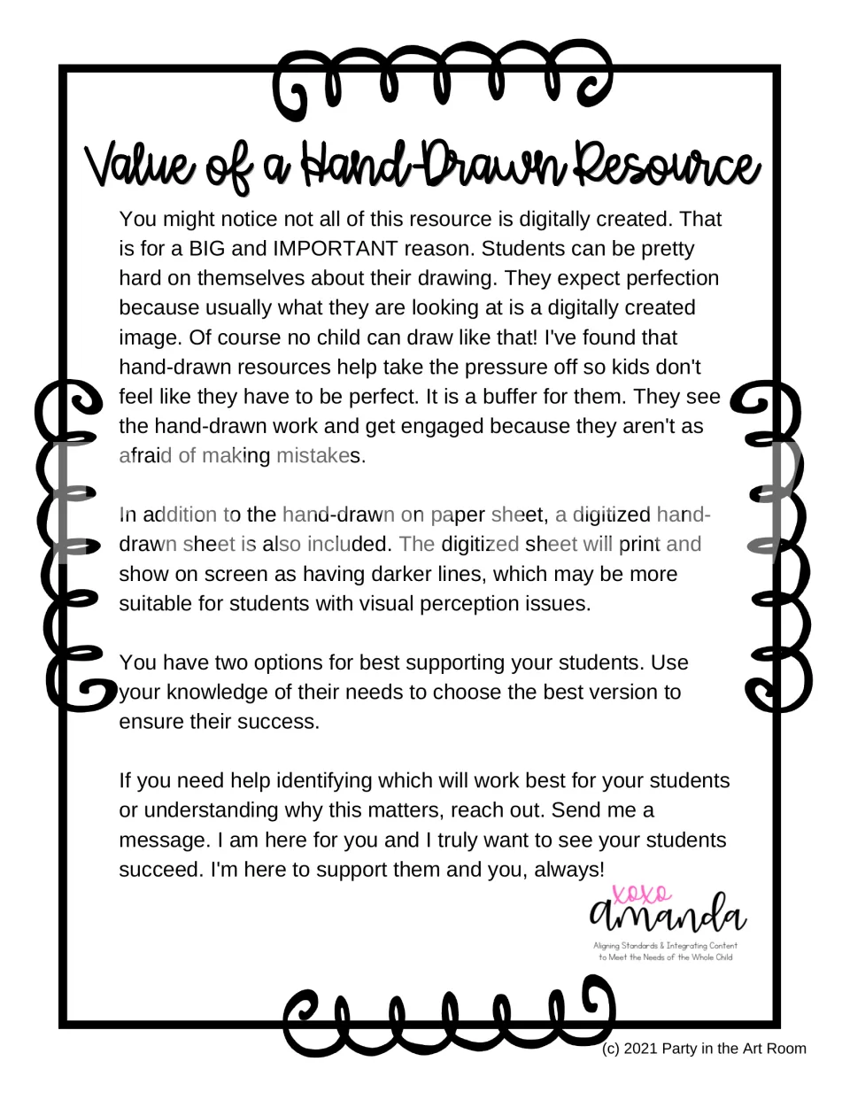 Teacher note explains why the lesson uses hand-drawn resources and offers a digitized version with darker lines
