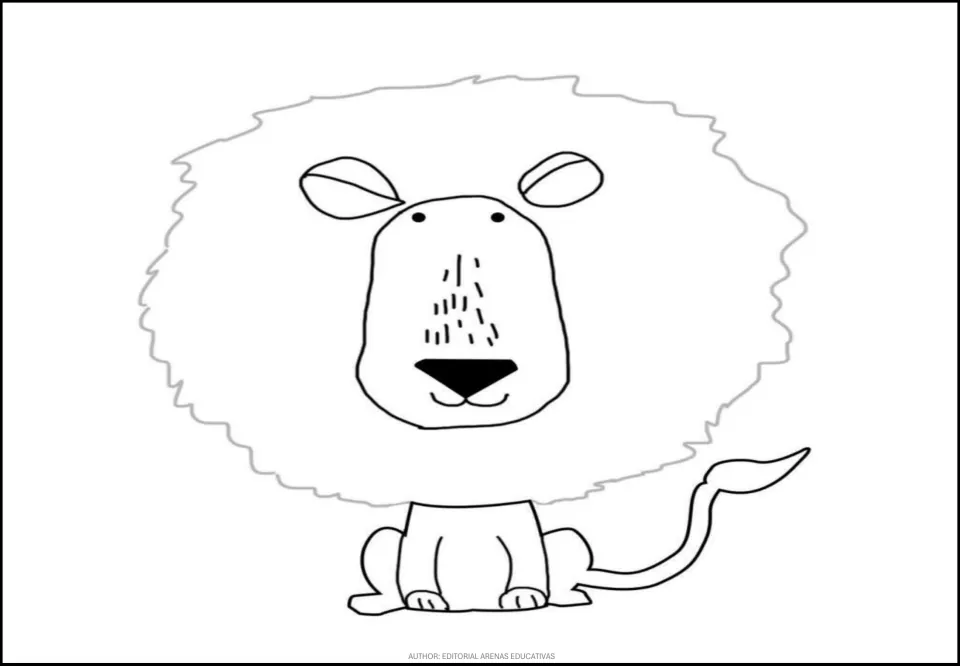 Lion template for the leaf-craft set, with an empty mane surrounding its face, a seated body, and a tail