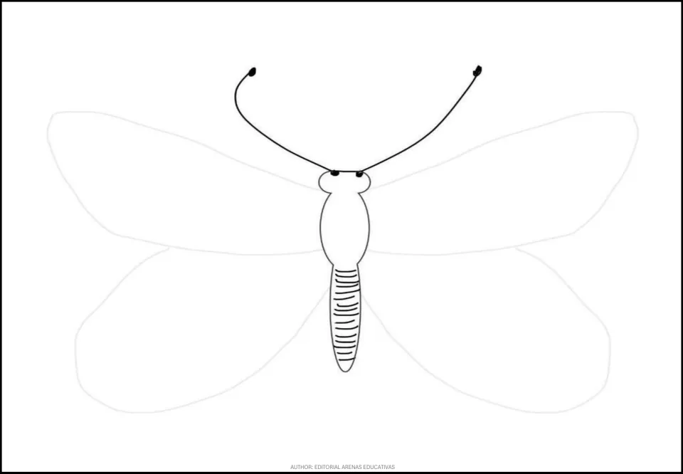 Butterfly template for the leaf-craft set, with four empty wing sections, curved antennae, and a narrow body