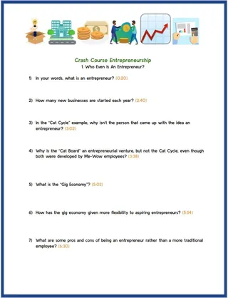 Crash Course: Entrepreneurship #1 Who Even Is An Entrepreneur? Worksheet – sample page 4