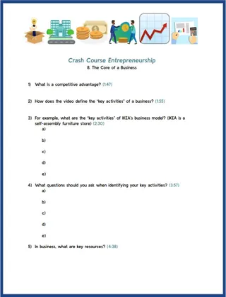 Crash Course: Entrepreneurship #8 The Core of a Business Worksheet – sample page 2