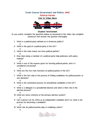 Crash Course Government Episode Worksheet | 40 - Political Parties – cover
