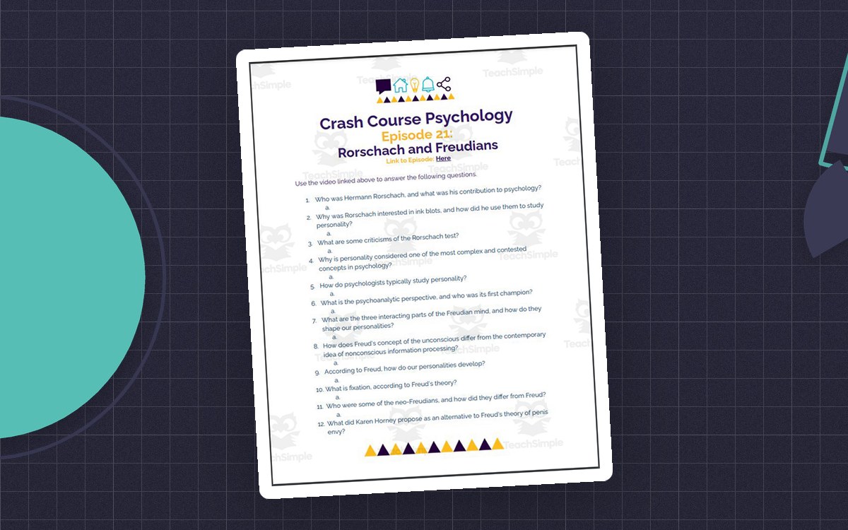 Crash Course Psychology #21: Rorschach and Freudians cover with the resource title.