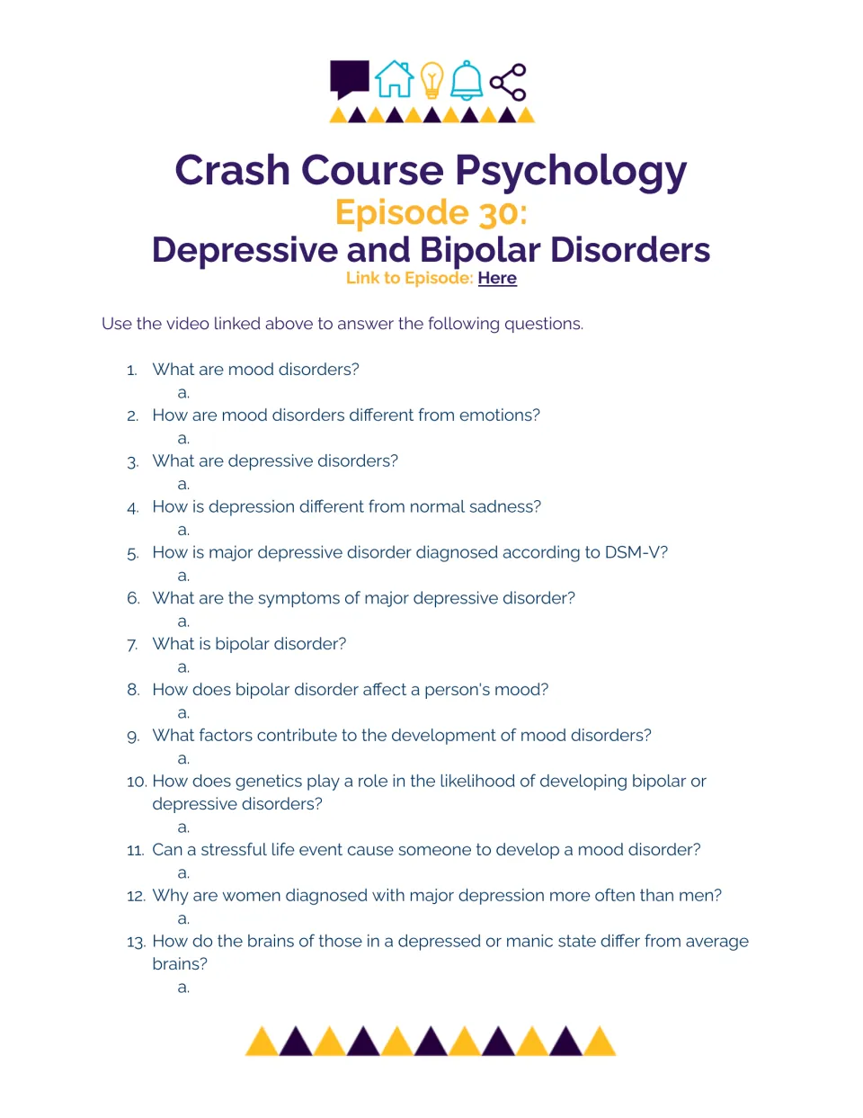 Mood disorders video guide: students answer 13 questions on depression, bipolar disorder, DSM-V diagnosis and symptoms