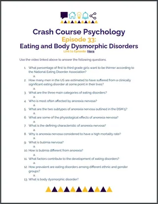 Crash Course Psychology #33: Eating and Body Dysmorphic Disorders – cover