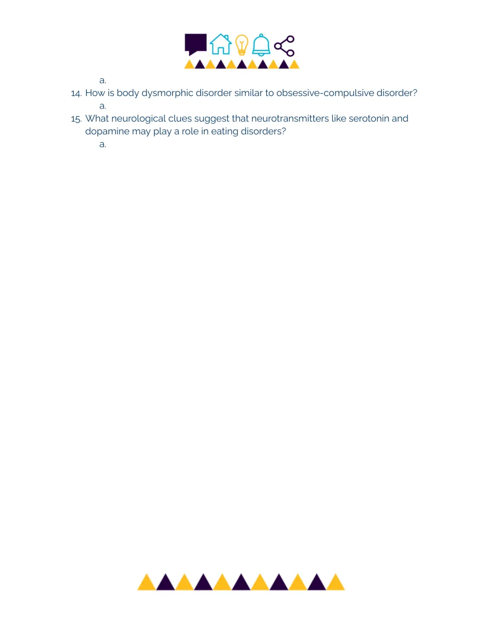 Body dysmorphic disorder questions 14-15: students compare it with OCD and explain serotonin and dopamine clues