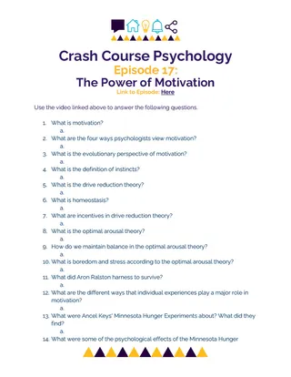 Crash Course Psychology Worksheet | 17 - The Power of Motivation – cover