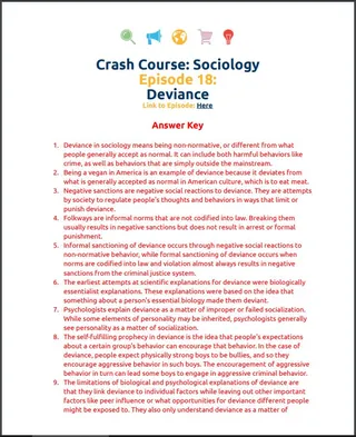 Crash Course Sociology #18: Deviance Student Worksheet – sample page 3