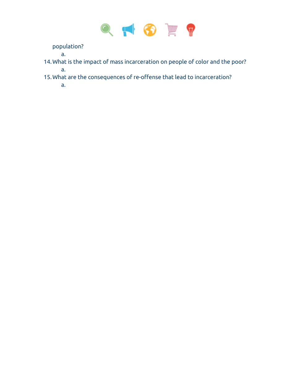 Crime video questions 13 to 15: students answer on mass incarceration, its impact and the consequences of re-offense