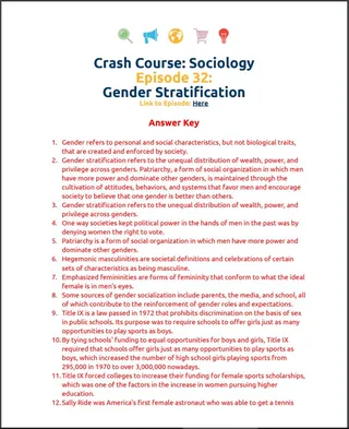 Crash Course Sociology #32: Gender Stratification Worksheet – sample page 3