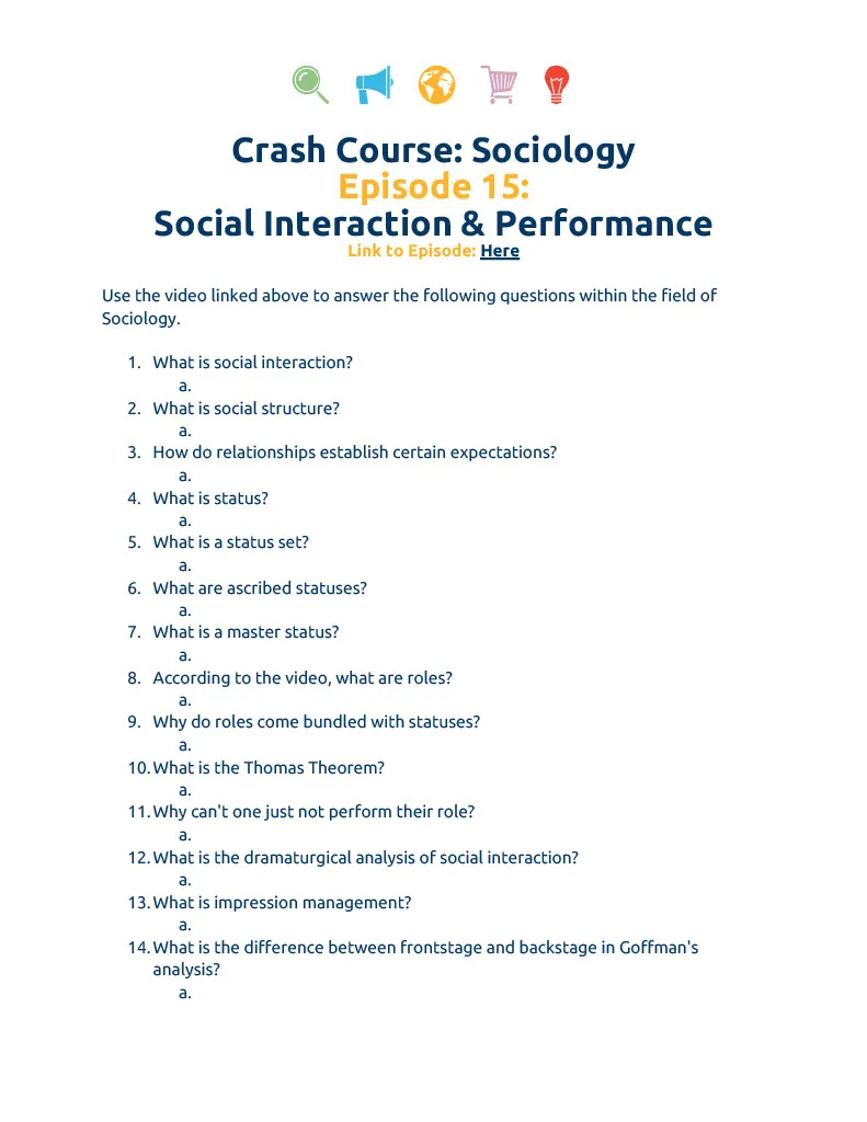 Crash Course Sociology 15 – cover