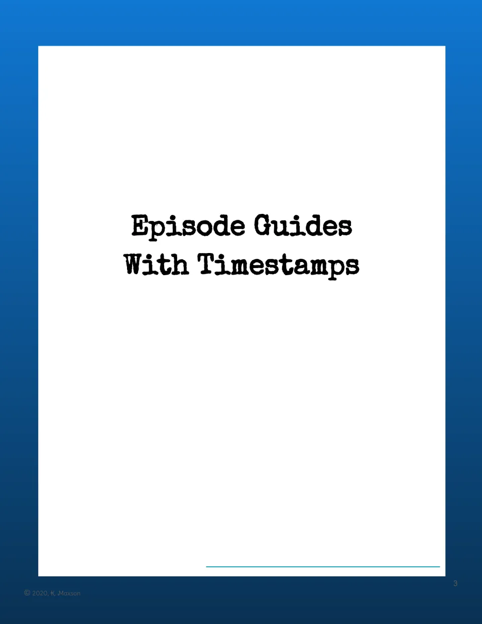 Section divider labeled 'Episode Guides With Timestamps' introduces the chemistry video question guides