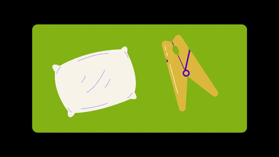 Superhero toolbox choices 5–6: a pillow and a clothespin to choose from and explain how to use