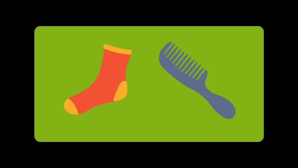 Superhero toolbox choices 7–8: a sock and a comb for imagining how household items could help a superhero