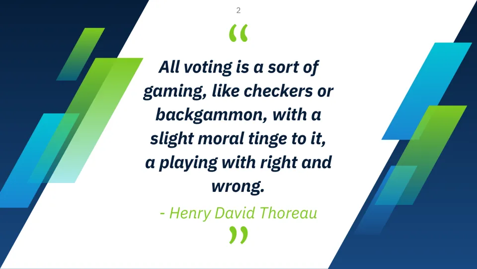 Henry David Thoreau quote calling voting a sort of gaming, like checkers or backgammon, with a slight moral tinge
