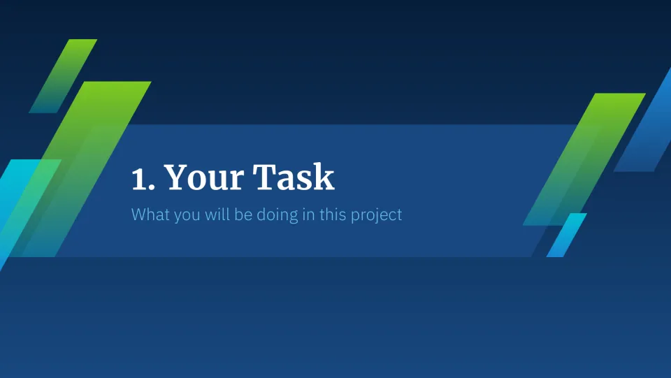 Section 1 title slide, Your Task: introduces what students will be doing in the city election project