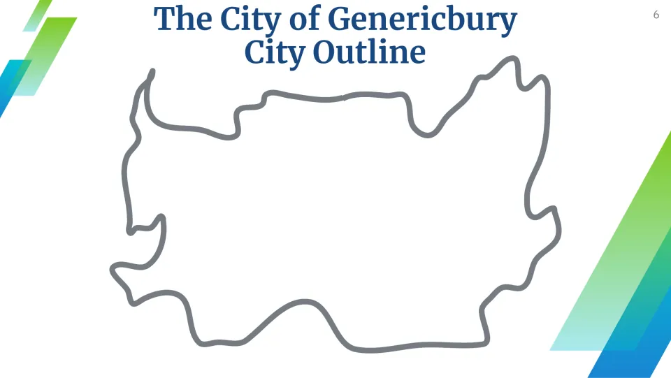 Genericbury city outline map: a blank wavy boundary of the fictional town where the mayoral election takes place