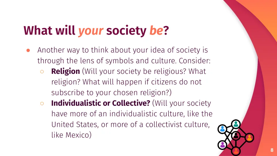 Symbols and culture prompts: students consider religion and whether their society is individualistic or collective