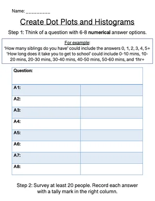 Creating Dot Plots and Histograms: 6th Grade Statistics and Graphing – sample page 2